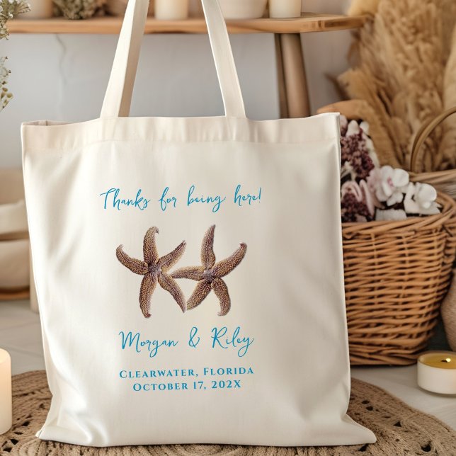 Bolsa Tote Estrelas do Mar Casais Obrigados de Casamento (Criador carregado)