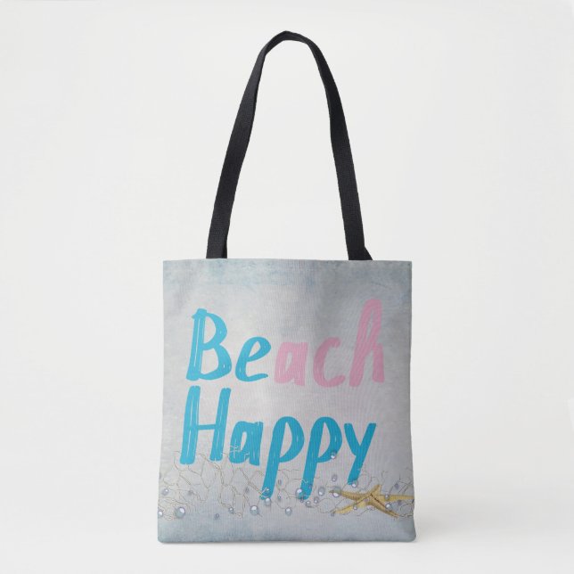 Bolsa Tote estrelas-do-mar felizes da praia e bolhas (Frente)