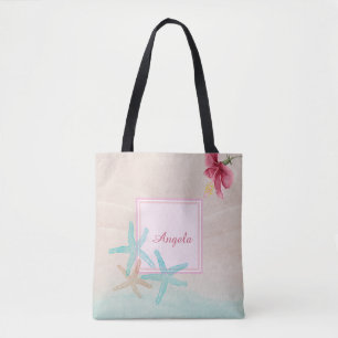 Bolsa Tote Estrelas do mar Hibiscus Praia