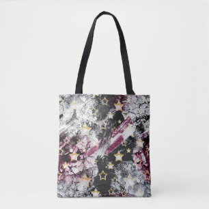 Bolsa Tote estrelas Douradas grunge abstrato na moda moderno
