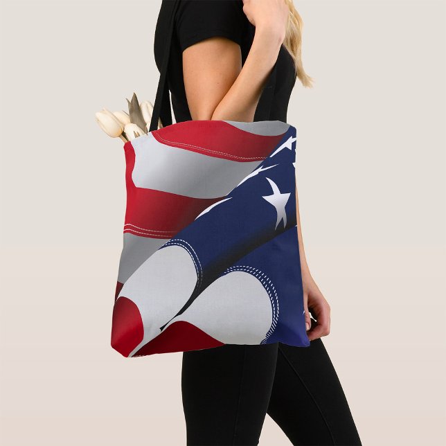 Bolsa Tote Estrelas e faixas de Design de Bandeiras Americana (Criador carregado)