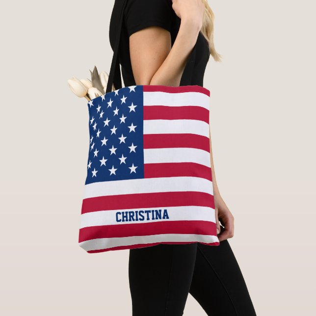 Bolsa Tote Estrelas e faixas de sinalizador personalizadas do (Close Up)