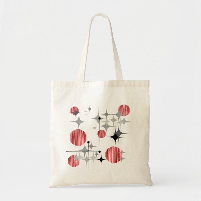 Bolsa Tote Estrelas e Globos Moderno de Meados do Século (Frente)