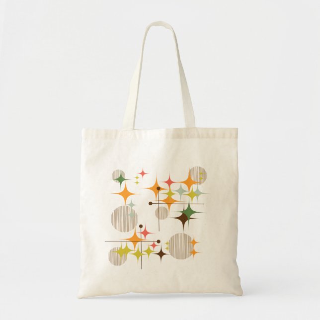 Bolsa Tote Estrelas e Globos Moderno de Meados do Século (Frente)