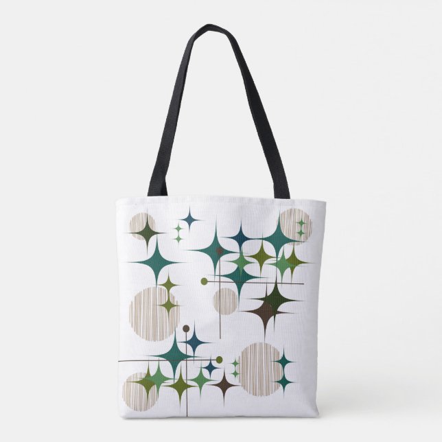 Bolsa Tote Estrelas e Globos Modernos de Meados do Século 1 (Verso)