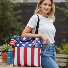Bolsa Tote Estrelas e Stripes Bandeira Americana