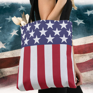 Bolsa Tote Estrelas e Stripes Bandeira Americana
