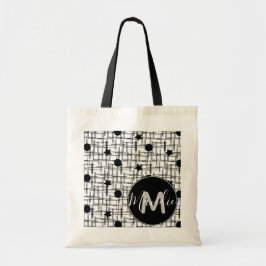Bolsa Tote Estrelas Lua Preto e Branco Nome Biblioteca Livros