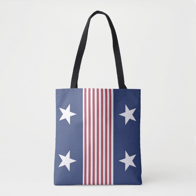 Bolsa Tote Estrelas Patrióticas e Barra de Totas de Stripes (Frente)