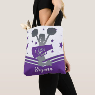 Bolsa Tote Estrelas Prateadas Roxas Animadoras de Torcida