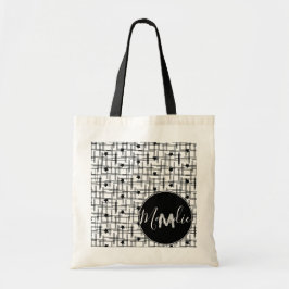 Bolsa Tote Estrelas Preto e Branco Nome Biblioteca Livros