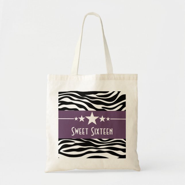 Bolsa Tote Estrelas Roxas Zebra Impressão Docente 16 Bag (Frente)
