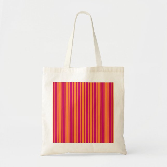 Bolsa Tote Estrias de doces cor-de-rosa e laranja (Frente)