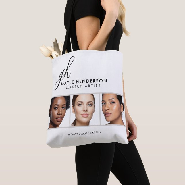 Bolsa Tote Estúdio de Maquiagem com Logo em Letra de Forma Pr (Close Up)