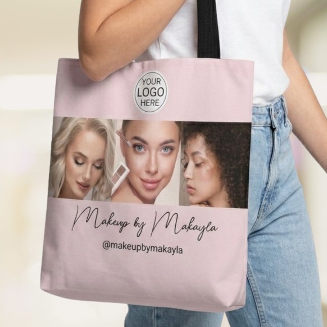Bolsa Tote Estúdio de Maquiagem com Logo em Rotulo de Rosa Co (Criador carregado)