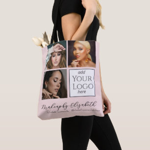 Bolsa Tote Estúdio de Maquiagem com Logo em Rotulo de Rosa Co