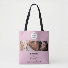 Bolsa Tote Estúdio de Maquiagem com Logo em Rotulo de Rosa Co
