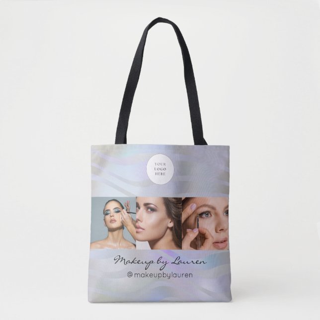 Bolsa Tote Estúdio de Maquiagem de Foto com Logo Holográfico  (Frente)
