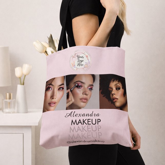 Bolsa Tote Estúdio de Maquiagem Foto Logo Roscado Blush (Criador carregado)