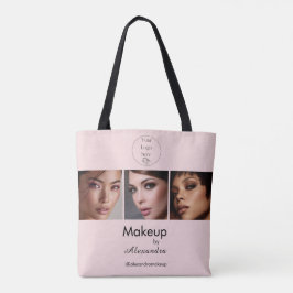 Bolsa Tote Estúdio de Maquiagem Foto Logotipo Script Rosa Cor