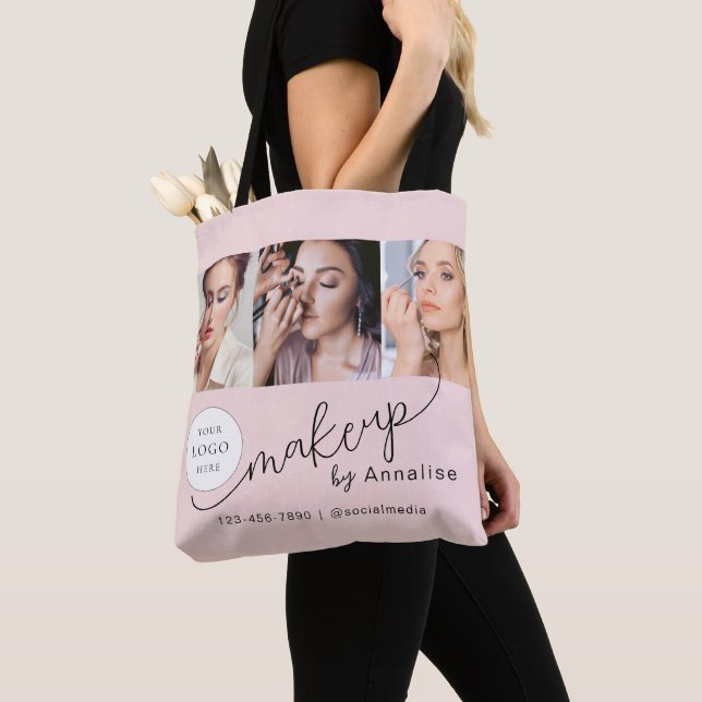 Bolsa Tote Estúdio de Maquiagem para Fotos com Logo em Rotulo (Close Up)