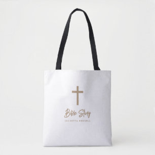 Bolsa Tote Estudo Bíblico Personalizado em Grafia Dourada e B