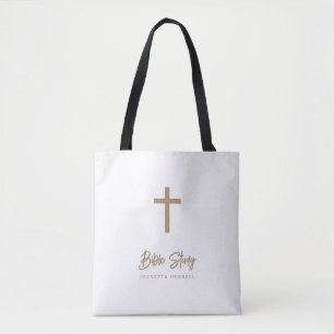 Bolsa Tote Estudo Bíblico Personalizado em Grafite Dourado Br