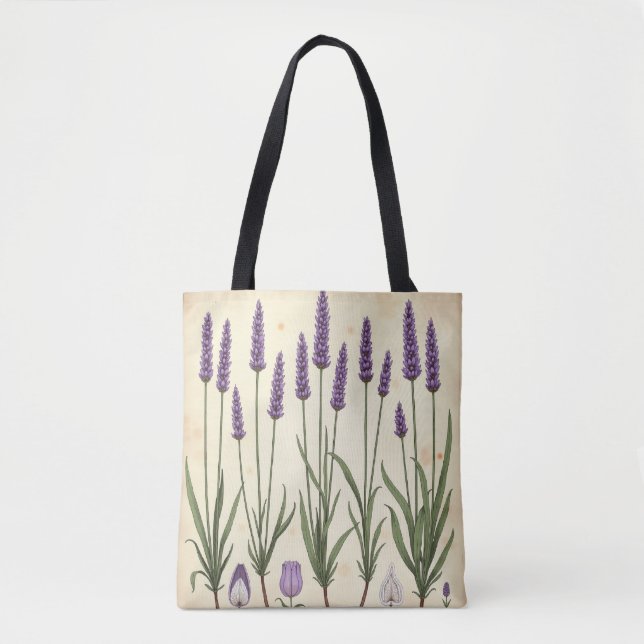 Bolsa Tote Estudo de Lavanda – AOP Botânico Vintage (Frente)