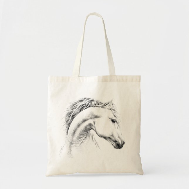 Bolsa Tote Estudo-retrato de cavalos desenhando arte equestre (Frente)