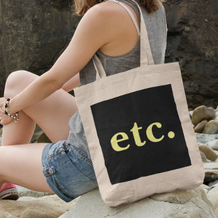 Bolsa Tote etc. Tipografia em negros e negros amarelas da ten