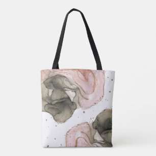 Bolsa Tote Etéreo Rosa Malva Dourado Preto Tinta Fantasia Gla