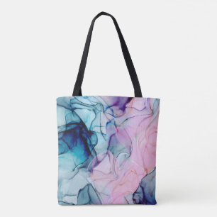 Bolsa Tote Etéreo Verde-azulado Rosa Roxo Tinta Moderno Glamo