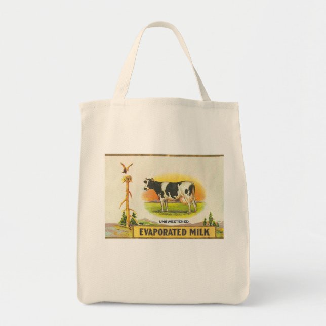 Bolsa Tote etiqueta de colheita vaca holstein leite evaporado (Frente)