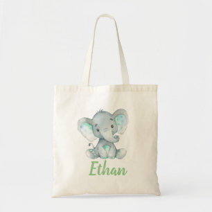 Bolsa Tote Etiqueta de Impressão de elefante e nome