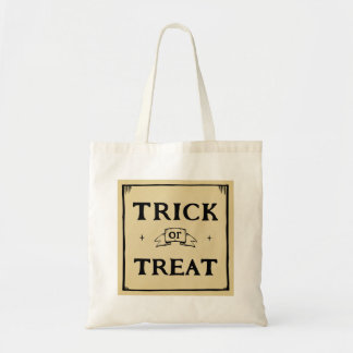 Bolsa Tote etiqueta de truque ou de tratamento de vintagem