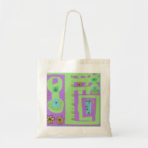 Bolsa Tote Etnia Decal Impressão Verde Roxo Preto