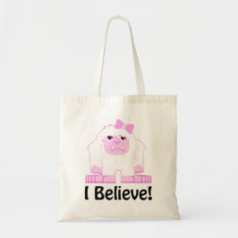 Bolsa Tote Eu acredito o Yeti bonito da menina dos desenhos