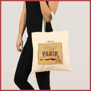 Bolsa Tote Eu adoro a Poster de Viagens vintage de Paris