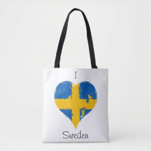 Bolsa Tote Eu Adoro Bandeira De Coração Pintada Com Suecia