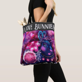Bolsa Tote Eu Adoro Bunnies Whimsical Bunny Pintura Rosa