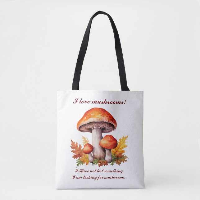 Bolsa Tote Eu adoro cogumelos (Frente)