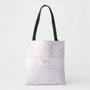 Bolsa Tote Eu adoro corações bonito na escola