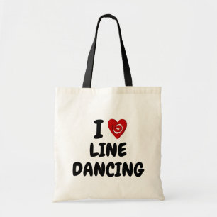 Bolsa Tote Eu adoro dança de linha I Heart w/ Swirl Line Danc