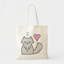 Bolsa Tote Eu Adoro Gatinhos Brancos Fluffy