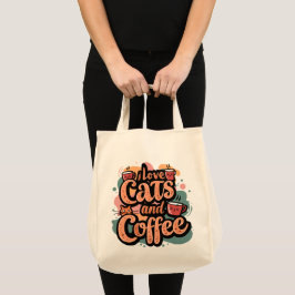 Bolsa Tote Eu adoro gatos e café, sacola