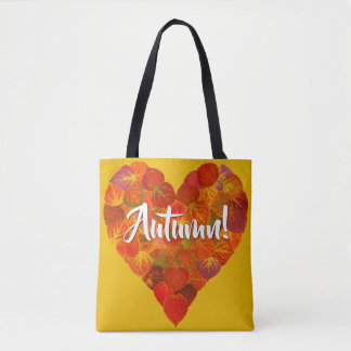 Bolsa Tote Eu Adoro outono, Negrito — Vermelho Aspen Coração