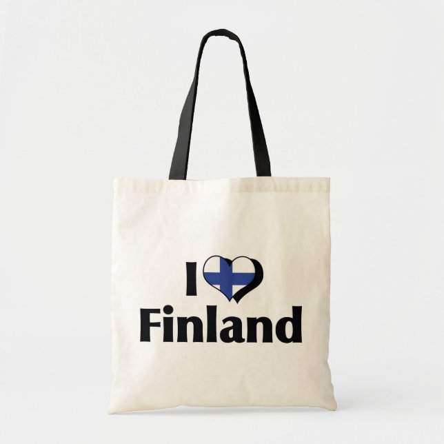Bolsa Tote Eu Amo a Bandeira da Finlândia (Frente)