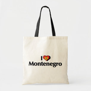Bolsa Tote Eu amo a bandeira de Montenegro