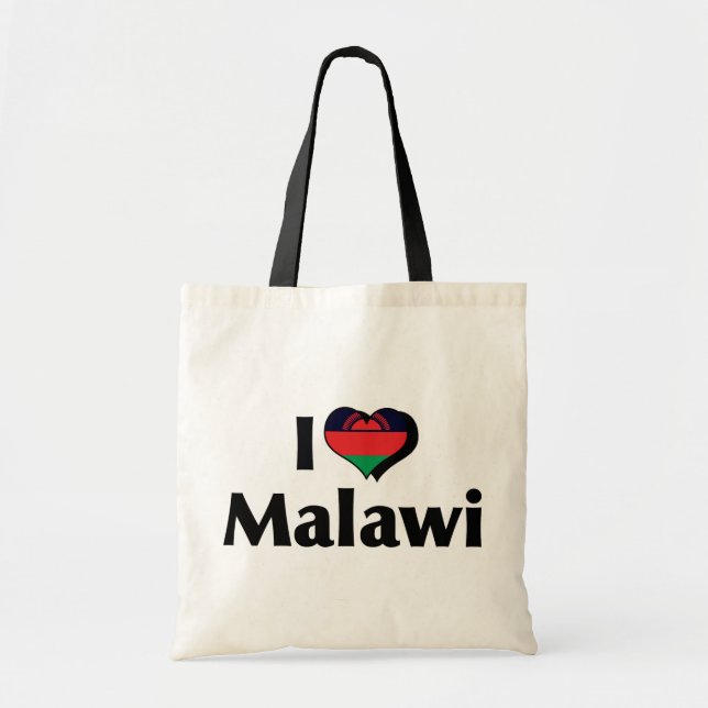 Bolsa Tote Eu Amo a Bandeira do Malawi (Frente)