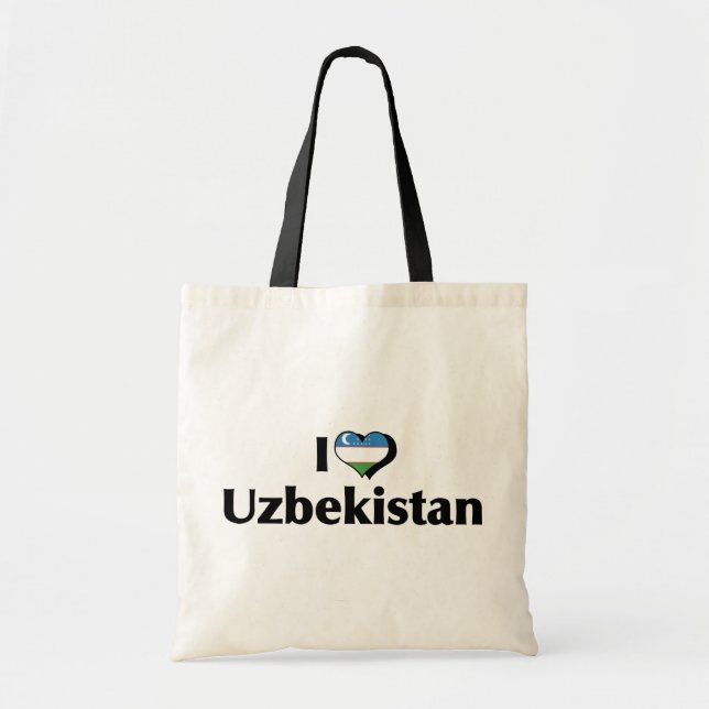 Bolsa Tote Eu Amo a Bandeira do Uzbequistão (Frente)